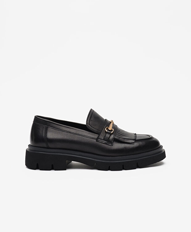 Kadın Siyah Hakiki Deri Loafer Ayakkabı - 1