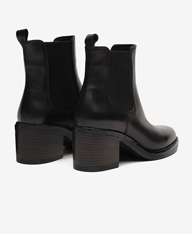 Kadın Siyah Hakiki Deri Topuklu Bot - 4