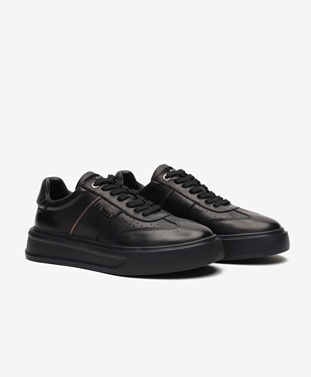 Kadın Siyah Hakiki Deri Sneaker Ayakkabı - 3