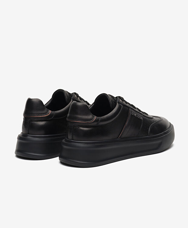 Kadın Siyah Hakiki Deri Sneaker Ayakkabı - 4