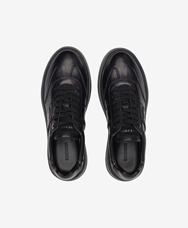 Kadın Siyah Hakiki Deri Sneaker Ayakkabı - 5