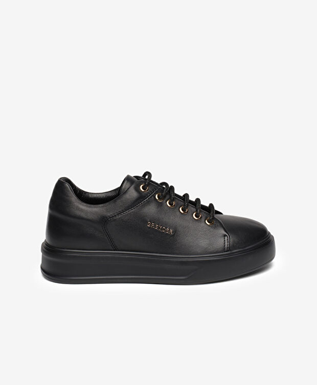 Kadın Siyah Hakiki Deri Sneaker Ayakkabı - 1