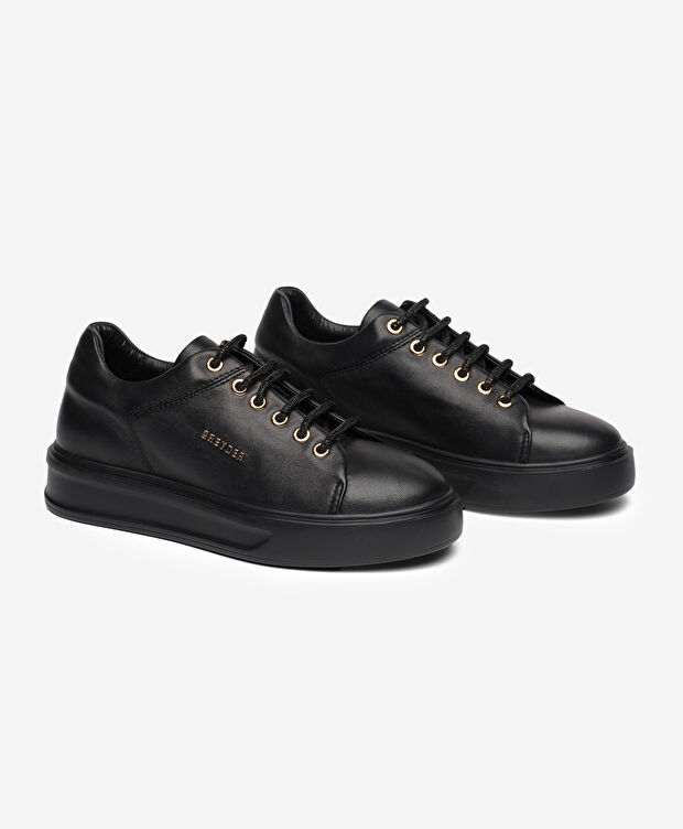 Kadın Siyah Hakiki Deri Sneaker Ayakkabı - 3