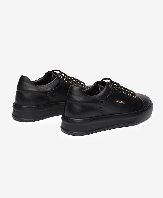 Kadın Siyah Hakiki Deri Sneaker Ayakkabı - 4