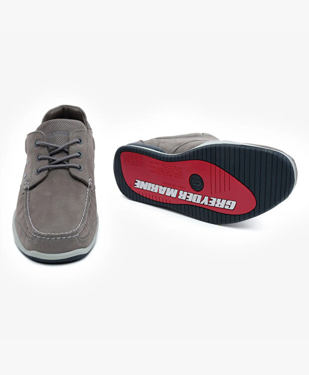 Erkek Gri Hakiki Deri Marine Ayakkabı - 6