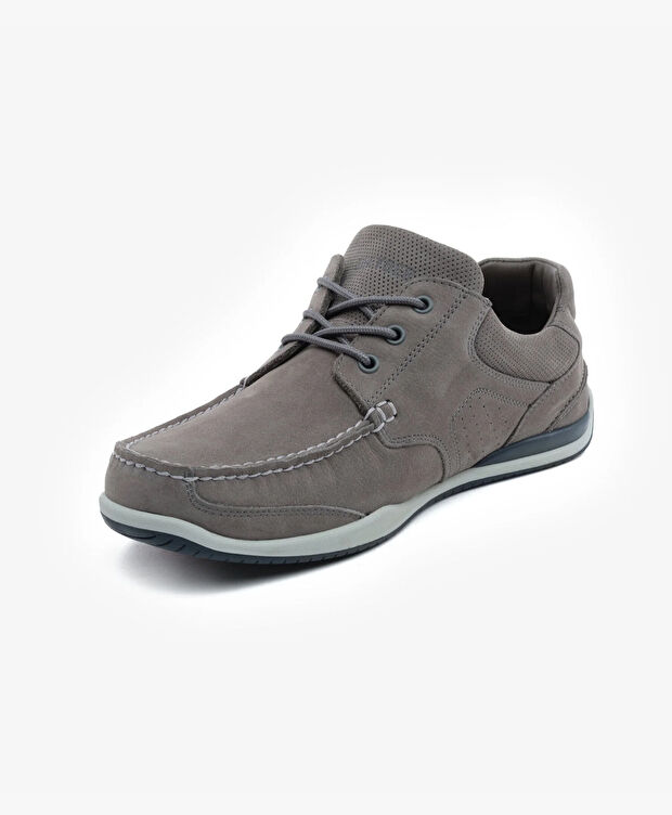 Erkek Gri Hakiki Deri Marine Ayakkabı - 3