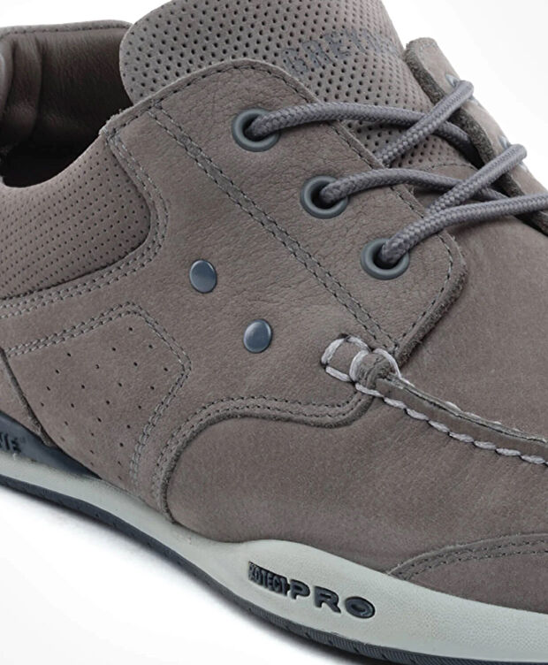 Erkek Gri Hakiki Deri Marine Ayakkabı - 5