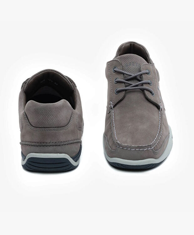 Erkek Gri Hakiki Deri Marine Ayakkabı - 7