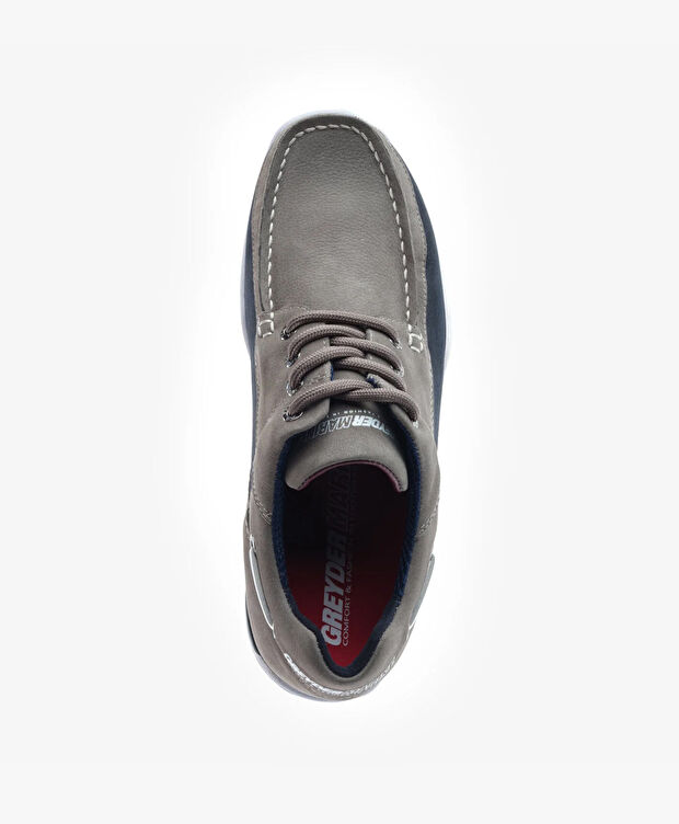 Erkek Gri Hakiki Deri Marine Ayakkabı - 4