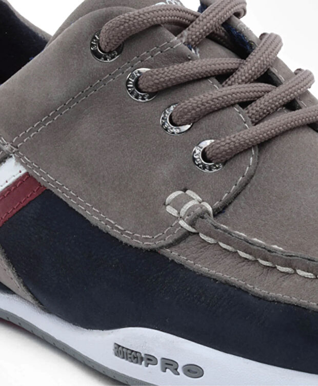 Erkek Gri Hakiki Deri Marine Ayakkabı - 5