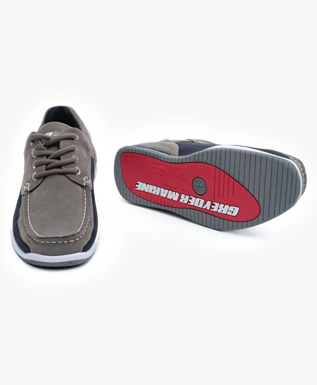 Erkek Gri Hakiki Deri Marine Ayakkabı - 7