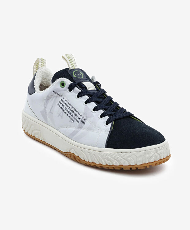 Erkek Beyaz Lacivert Hakiki Deri Sneaker Ayakkabı - 2