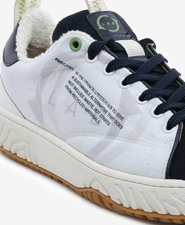 Erkek Beyaz Lacivert Hakiki Deri Sneaker Ayakkabı - 5