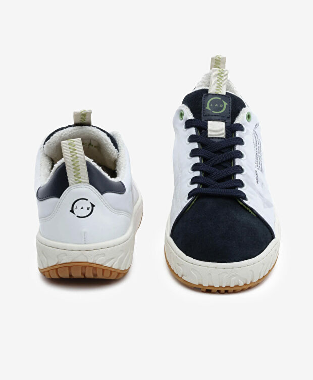 Erkek Beyaz Lacivert Hakiki Deri Sneaker Ayakkabı - 7