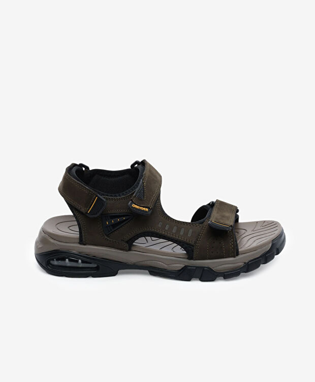 Erkek Haki Hakiki Deri Sandalet - 1