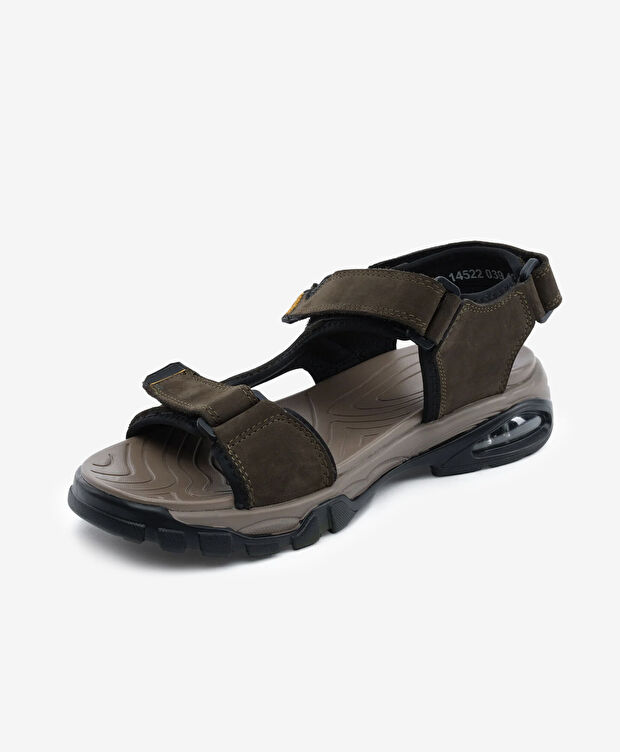 Erkek Haki Hakiki Deri Sandalet - 3