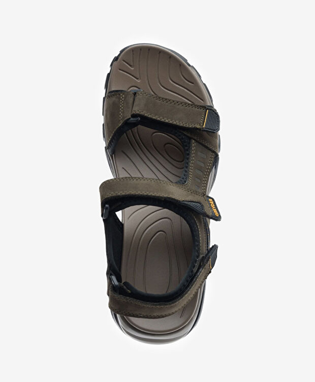 Erkek Haki Hakiki Deri Sandalet - 4