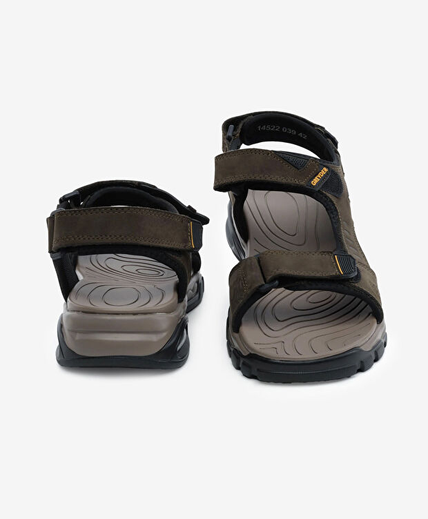 Erkek Haki Hakiki Deri Sandalet - 7