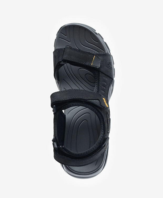 Erkek Siyah Hakiki Deri Sandalet - 4