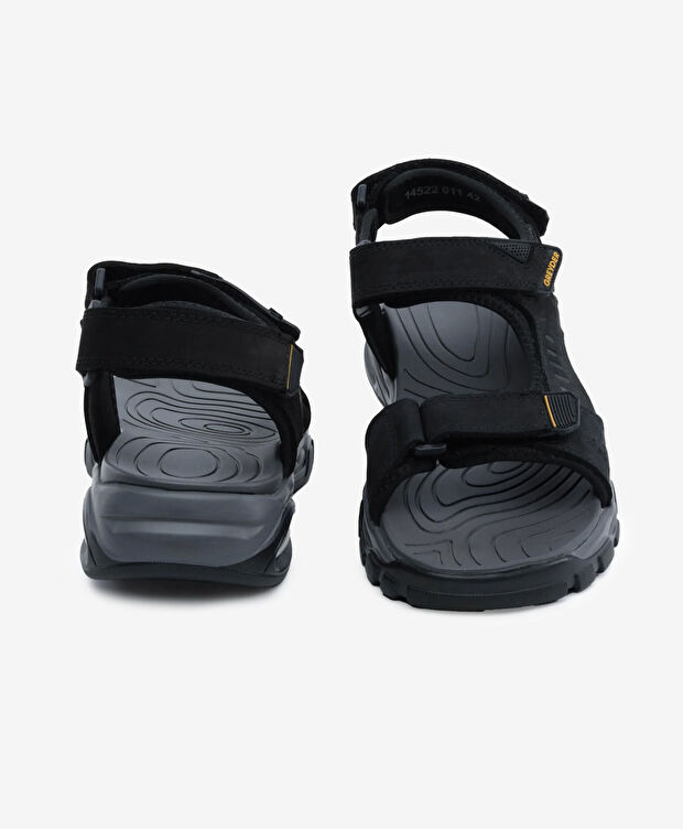 Erkek Siyah Hakiki Deri Sandalet - 7