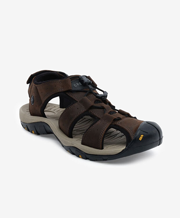 Erkek Haki Hakiki Deri Sandalet - 2