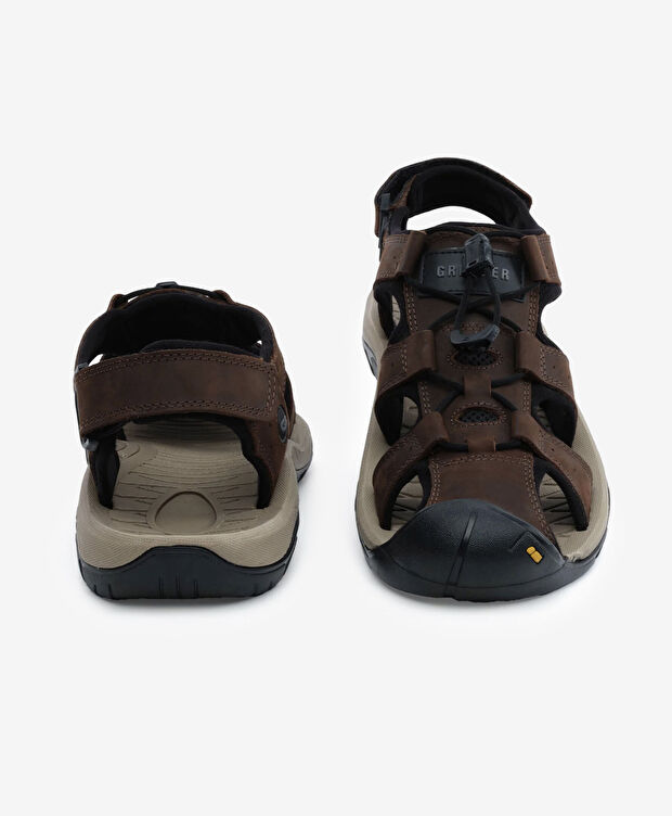 Erkek Haki Hakiki Deri Sandalet - 7