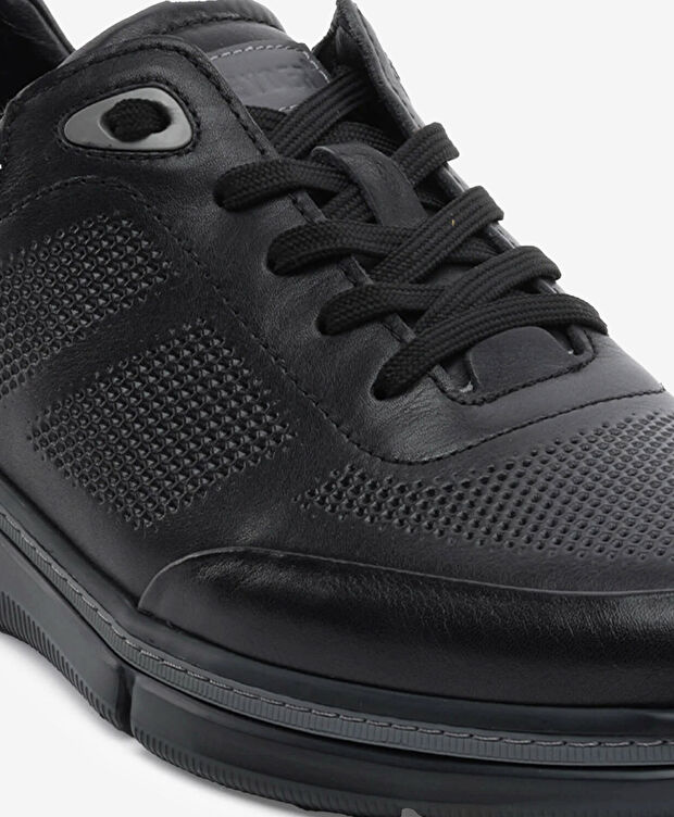 Erkek Siyah Hakiki Deri Casual Ayakkabı - 5