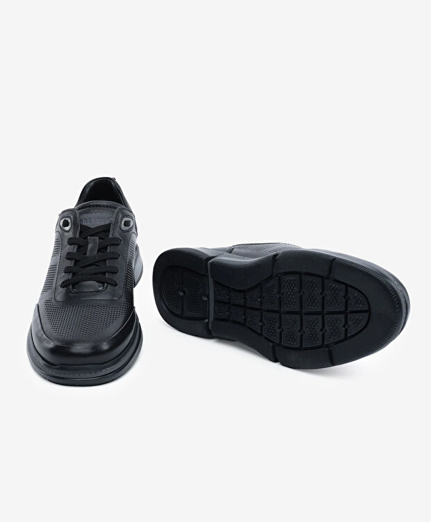 Erkek Siyah Hakiki Deri Casual Ayakkabı - 6