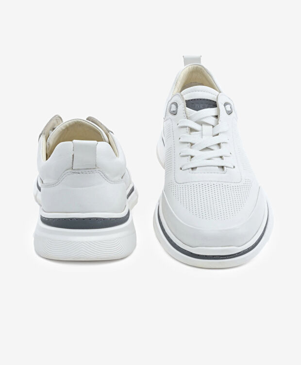 Erkek Beyaz Hakiki Deri Casual Ayakkabı - 7