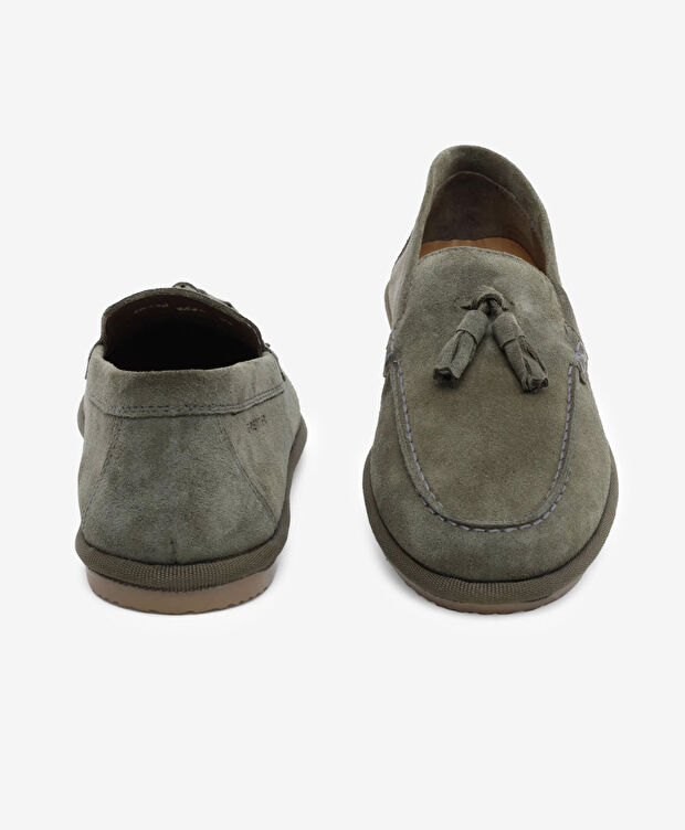 Erkek Haki Hakiki Deri Loafer Ayakkabı - 7