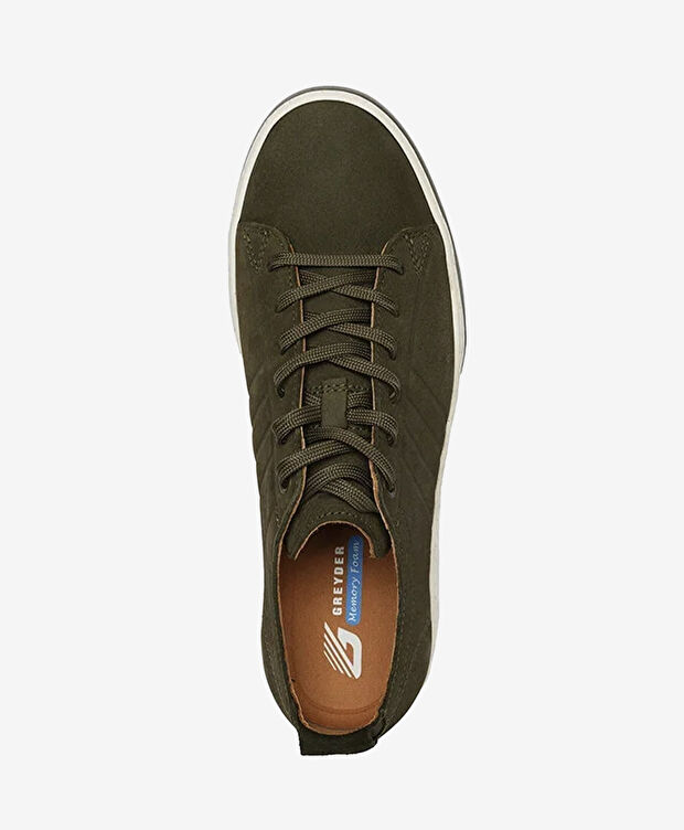 Erkek Haki Hakiki Deri Sneaker Ayakkabı - 4