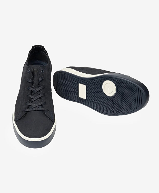 Erkek Lacivert Hakiki Deri Sneaker Ayakkabı - 5