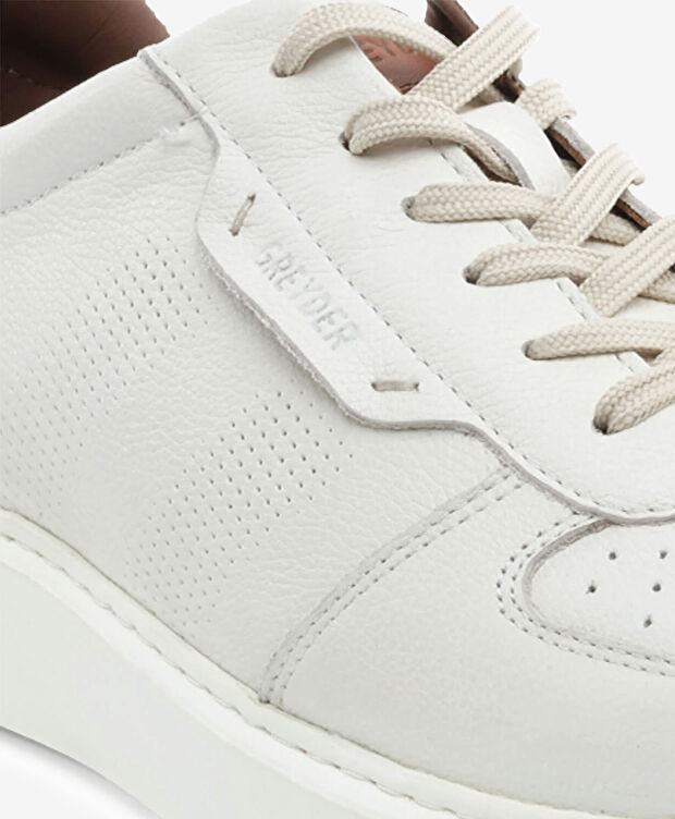 Erkek Bej Hakiki Deri Sneaker Ayakkabı - 5