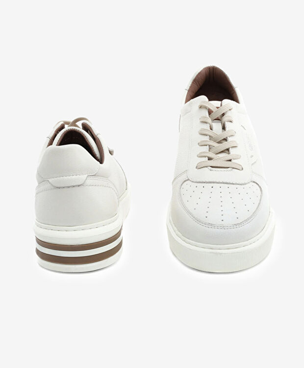 Erkek Bej Hakiki Deri Sneaker Ayakkabı - 7