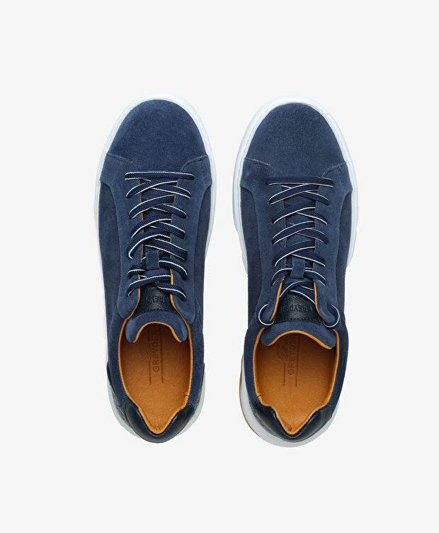 Erkek İndigo Hakiki Deri Sneaker Ayakkabı - 5