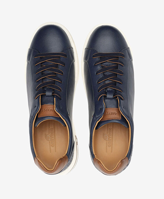 Erkek Lacivert Hakiki Deri Sneaker Ayakkabı - 5