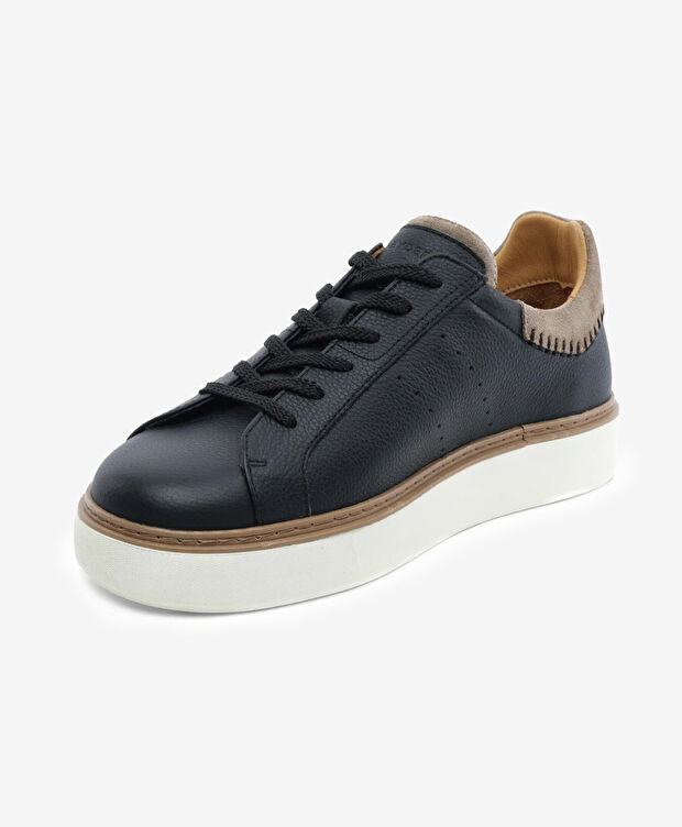 Erkek Siyah Hakiki Deri Sneaker Ayakkabı - 3