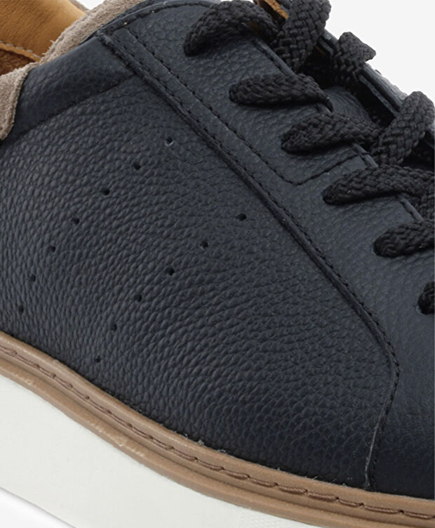 Erkek Siyah Hakiki Deri Sneaker Ayakkabı - 5