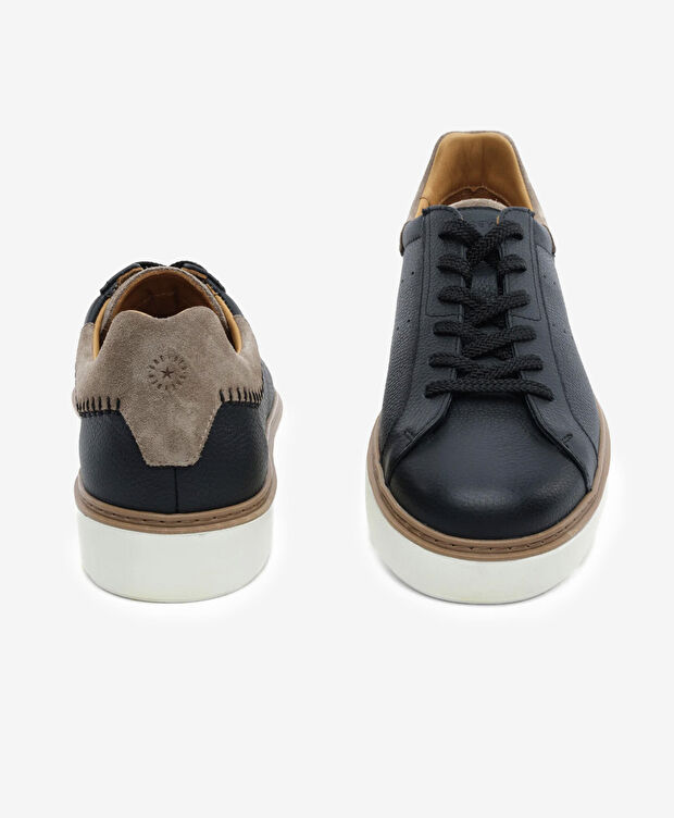 Erkek Siyah Hakiki Deri Sneaker Ayakkabı - 7