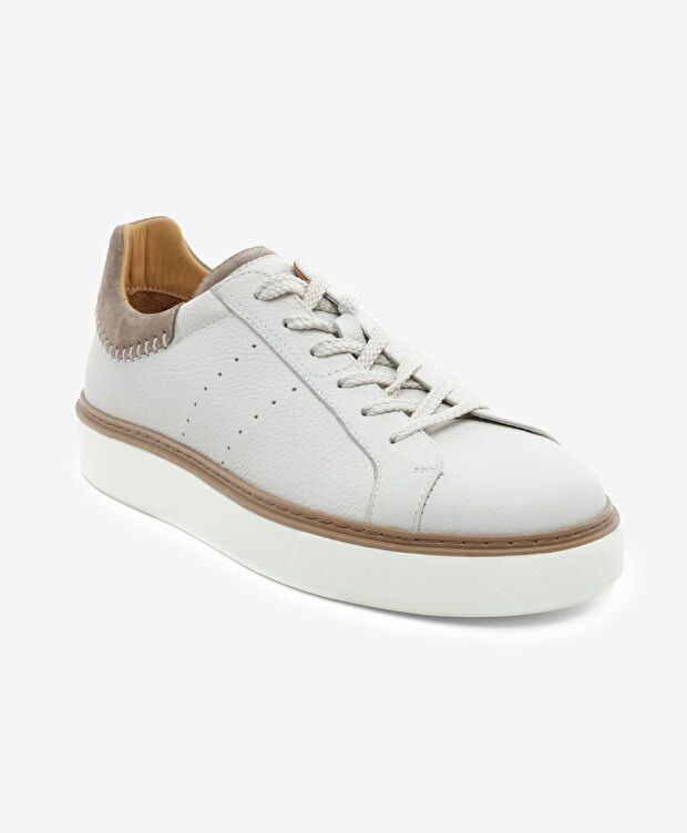 Erkek Kirli Beyaz Hakiki Deri Sneaker Ayakkabı - 2