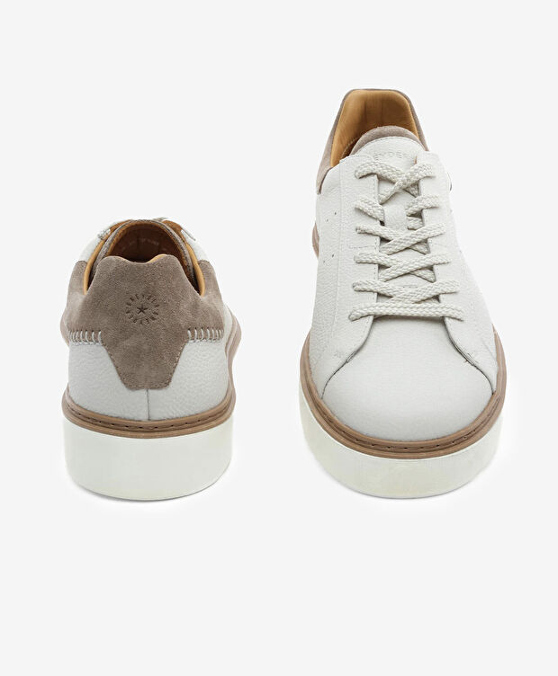 Erkek Kirli Beyaz Hakiki Deri Sneaker Ayakkabı - 7