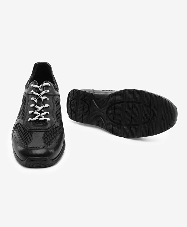 Erkek Siyah Hakiki Deri Casual Ayakkabı - 6