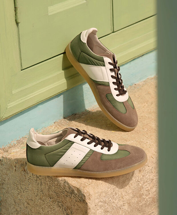 Erkek Vizon Yeşil Hakiki Deri Sneaker Ayakkabı - 8