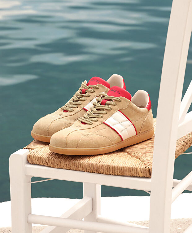 Erkek Bej Kırmızı Hakiki Deri Sneaker Ayakkabı - 10