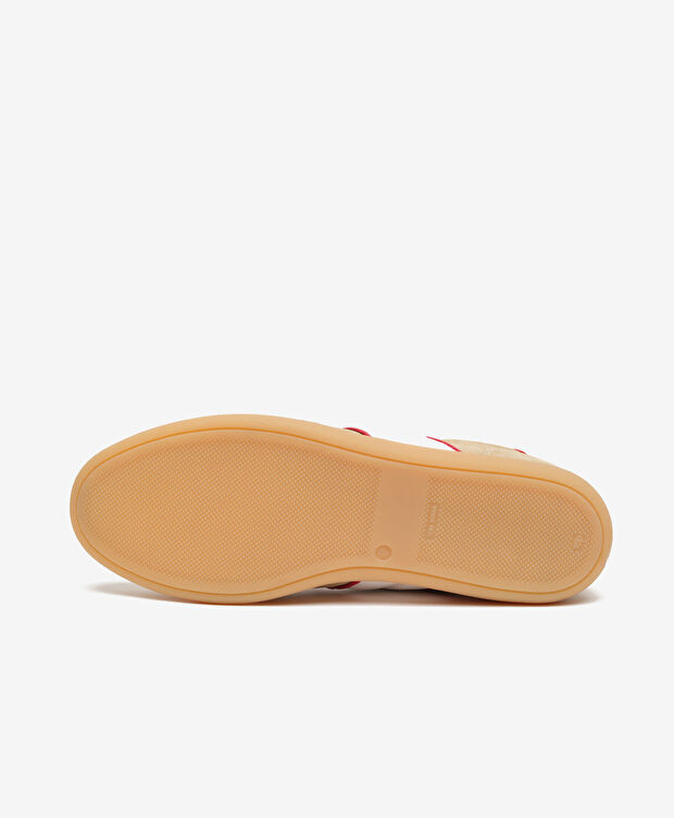 Erkek Bej Kırmızı Hakiki Deri Sneaker Ayakkabı - 6
