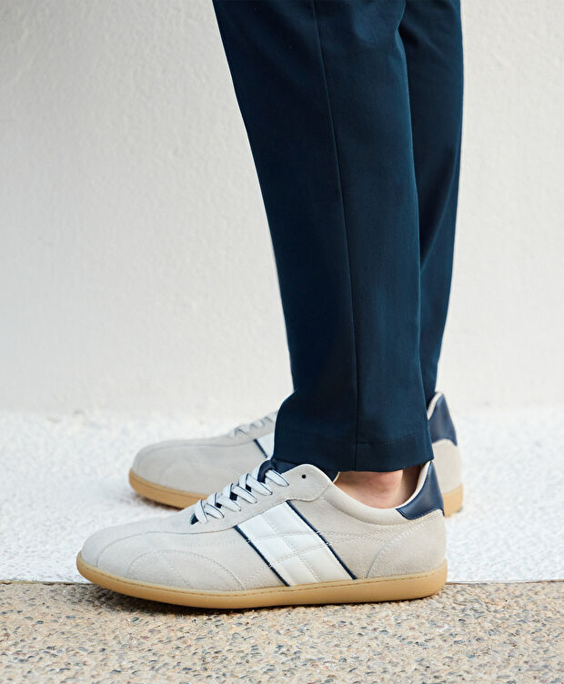 Erkek Beyaz Mavi Hakiki Deri Sneaker Ayakkabı - 8