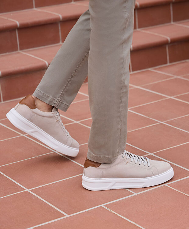 Erkek Vizon Hakiki Deri Sneaker Ayakkabı - 7