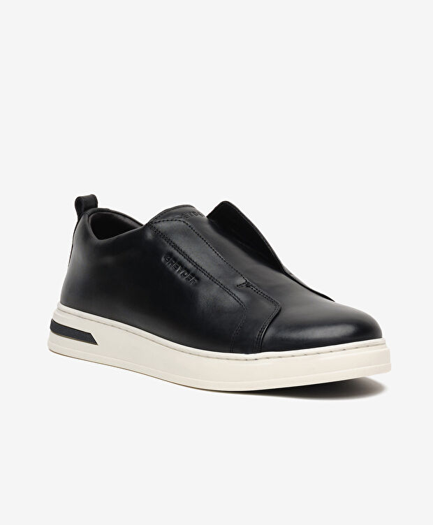 Erkek Hakiki Deri Siyah Sneaker Ayakkabı - 2