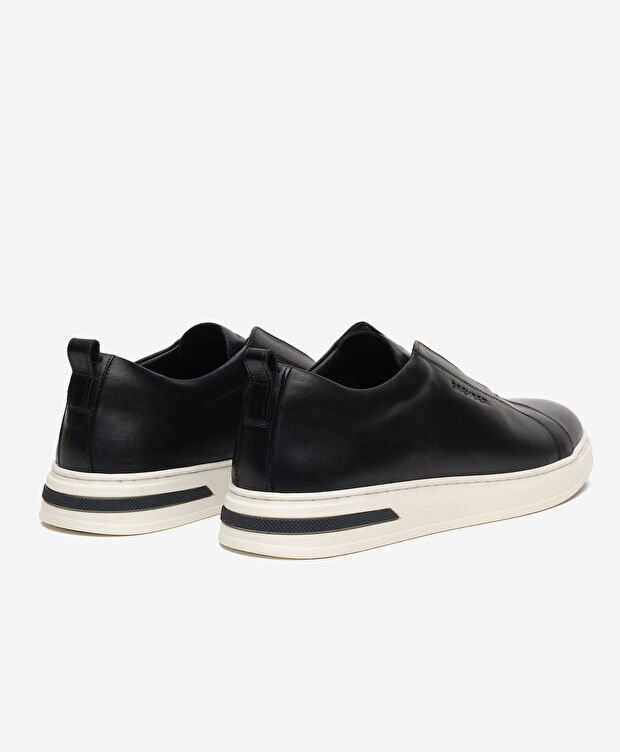 Erkek Hakiki Deri Siyah Sneaker Ayakkabı - 4