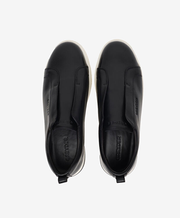 Erkek Hakiki Deri Siyah Sneaker Ayakkabı - 5